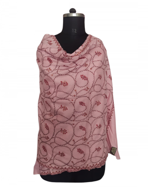 allover kashmiri embroidery stole pink